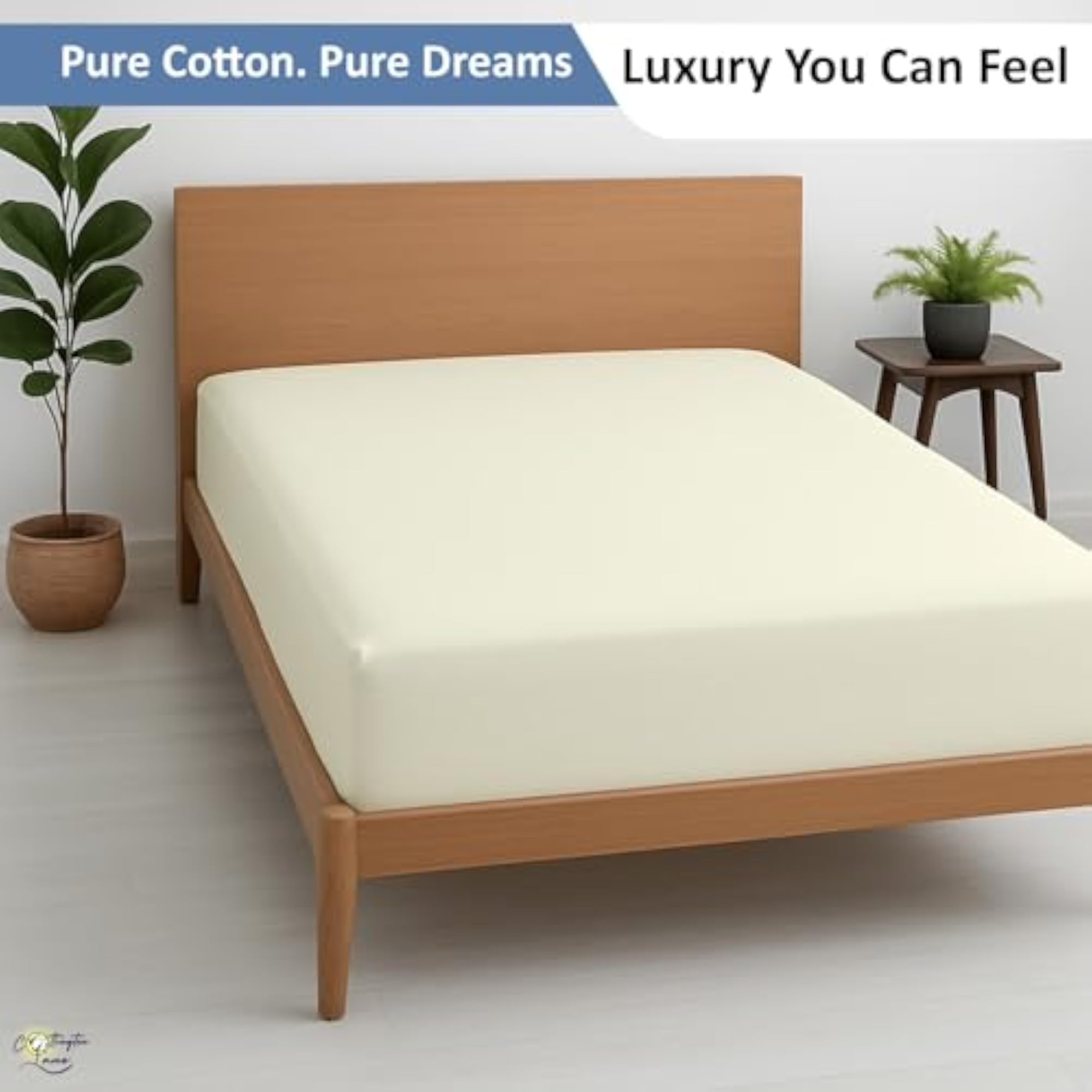Egyptian Cotton Queen Fitted Sheet Only, Ivory