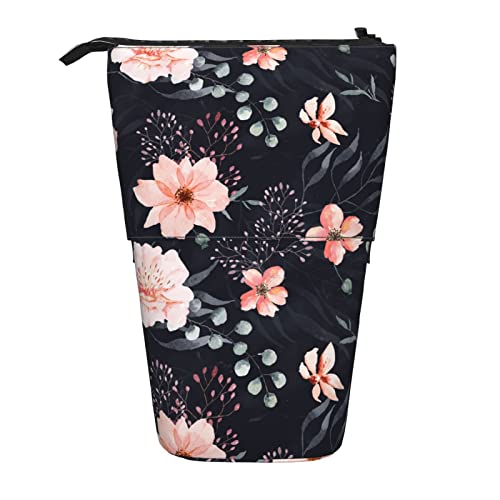 Federmäppchen Rosa Blumen Stift Teleskophalter Pop-Up-Briefpapier-Etui, Aufstellbare Transformer-Tasche Stehender Organizer, Ideal Bürotasche Cover