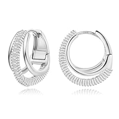 Medium Silver CZ Triple Huggie