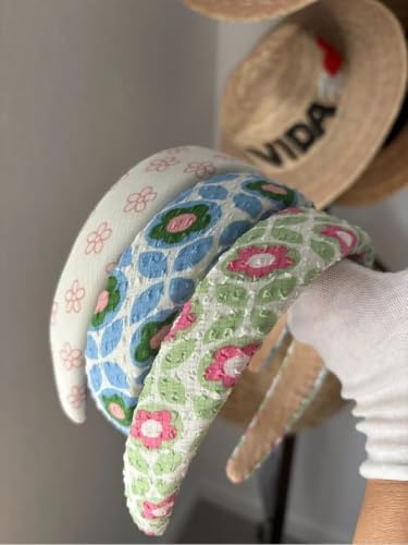 3 Floral Padded Headband Set Cottagecore Boho Hair Accessories