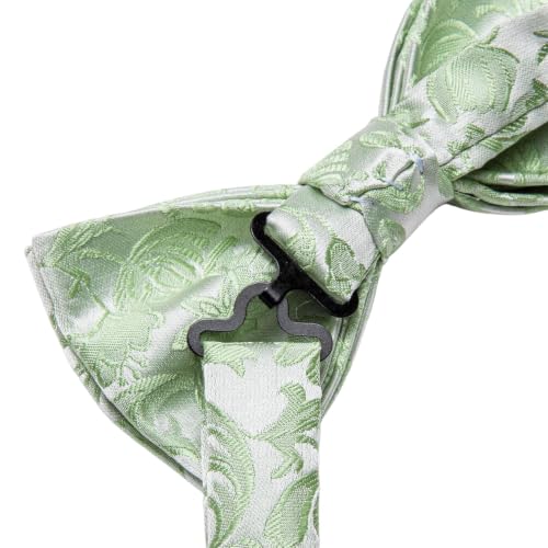 Image of Dubulle Mens Paisley Striped Bowtie Set Pre-tied Bowtie for Men and Pocket Square Set Wedding Business