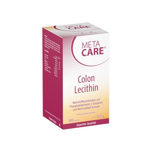 META CARE Colon Lecithin – Hochwertiges Phosphatidylcholin – L-Glutamin – Pflanzlich ergänzt durch Wermutblatt-Extrakt – Hochdosiert – Vegan – 180 Kapseln