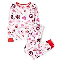 The Children's Place,Girls,Long Sleeve Top and Pants Snug Fit 100% Cotton 2 Piece Pajama Sets,Vday Candy,6
