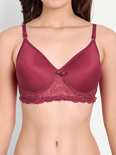 Image of FIMS - Fashion is my style Women Cotton Floral Lace Padded, Non-Wired, Full Coverage, Seamless Bra Panty Set, Multicolor, Lingerie Set