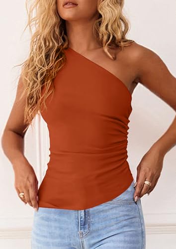Image of PRETTYGARDEN One Shoulder Summer Tops for Women