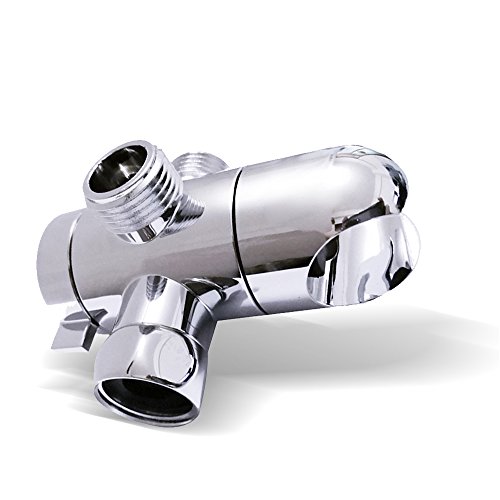 3 Way Shower Diverter Valve Mount 1/2-Inch, SYIDINZN Universal Handheld Shower Arm Diverter Splitter with Shower Head Holder for Handshower Showering Components - Chrome (Shower Arm Mount-A)