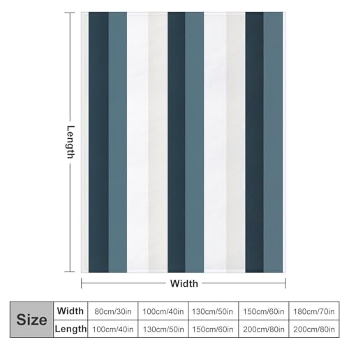 Couverture en flanelle 153 x 203 cm anti-frissons plaid à rayures bleues grand format - 3