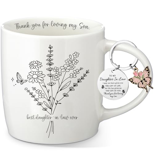 Purpeak Funny Birthday Gifts for Daughter in Law Floral Ceramic