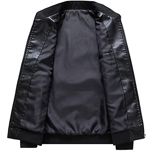 Maiyifu-GJ Men's Stand Collar Leather Bomber Jacket Lightweight Faux Leather Motorcycle Jackets Slim Fit Zip Up Biker Coat3