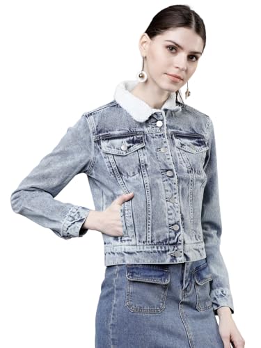 Tokyo Talkies Women Blue Solid Denim Jacket