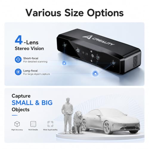 Image of Creality Otter Lite Basic 3D Scanner, 0.05mm Accuracy, 30fps Speed, Quad-Camera for Objects 0.8 inch-78 inch, Full Color Scan, No Spray for Dark /Metal Surfaces, Eye-Safe Infrared, Wi-Fi 6 Supported