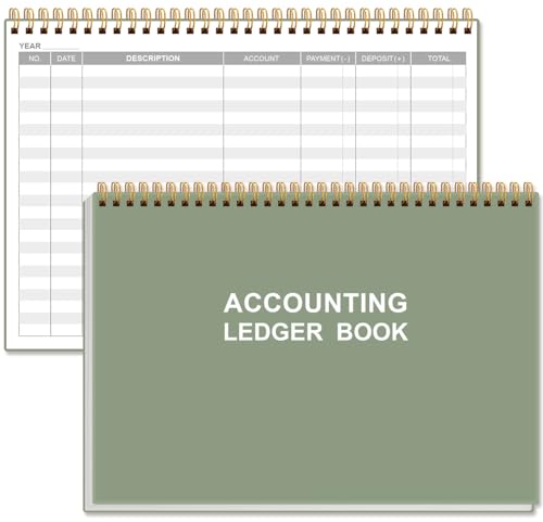 Accounting Ledger Book - A5 Ledger Book for Bookkeeping, Small Businesses & Personal Use, Expense Tracker Notebook for Tracking Money, Expenses, Deposits & Balance, 8.5