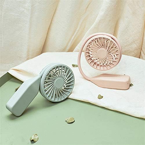 NP Portable USB Mini Handheld Neck Hanging Desktop Stretchable Fan USB Rechargeable for Home Outdoor (Color : Pink)