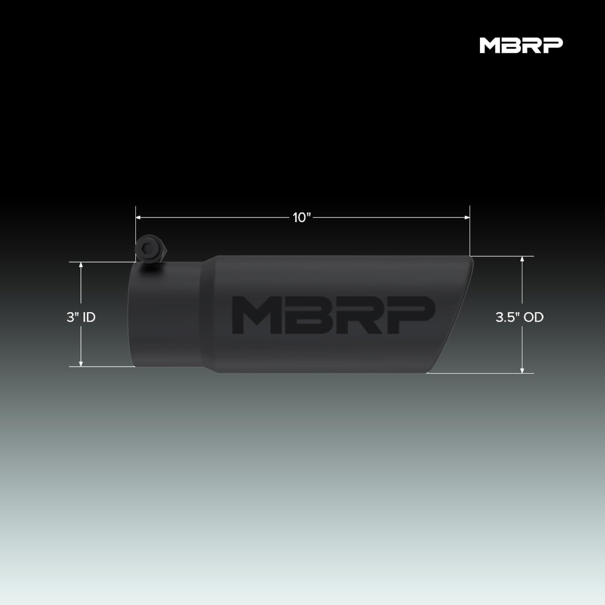 MBRP T5115BLK 3.5" O.D. Angled Rolled End Exhaust Tip (Black Coated)