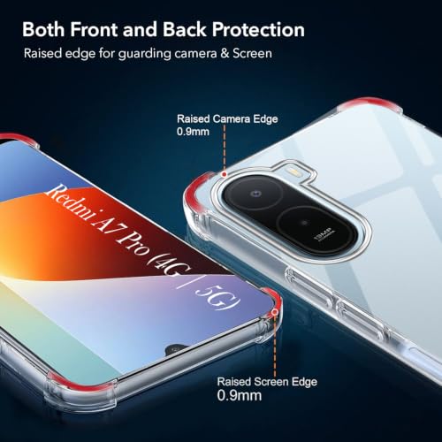Image of Jkobi Shockproof Crystal-Clear Back Cover for Redmi A7 Pro 4G|5G (Anti Yellow Case | Drop & Camera Protection | Hard Polycarbonate)
