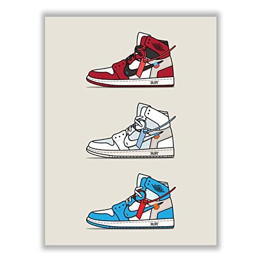Hypebeast Air Jordan Sneakers Poster – (12x16 Inch) Unframed – AJ Wall art, Hypebeast Room Decor, Michael Jordan Poster, Sneaker Air Gym Shoes Shoebox Collection Aesthetic Cool Poster for Teen Boys Guys Men Room Dorm Bedroom Wall Decor by LIYA Design Prints