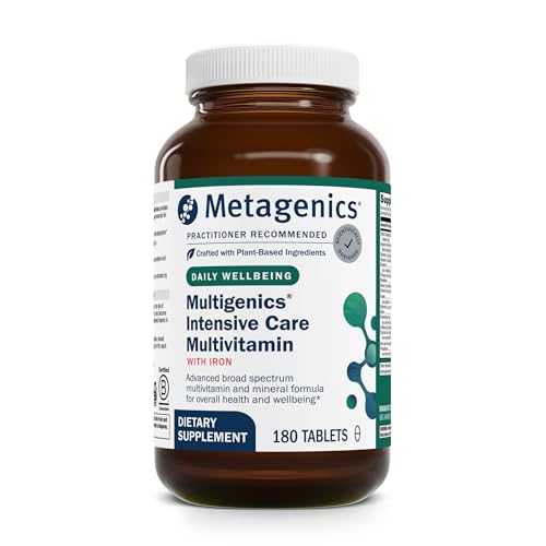 Metagenics Multigenics Intensive Care Multivitamin with Iron - High-Absorption Formula* - with Vitamin C, Folate, Zinc, Quercetin & Beta-Carotene - Supports Immunity & Cellular Health* - 180 Tablets