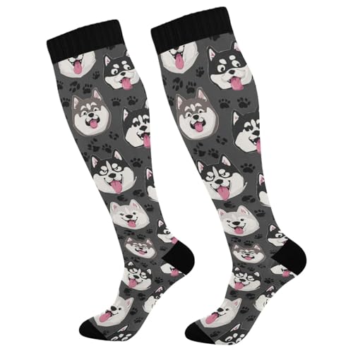 Image of SHJI Compression Socks for Women Sock Men Knee High Stockings for Running Athletic Hiking Cycling