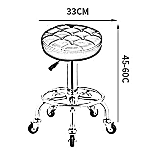 Tabouret de traitement rond en PU avec roulettes et vérin hydraulique