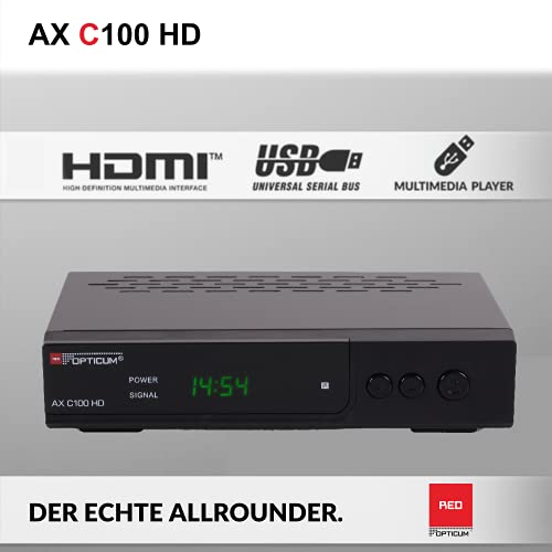 RED OPTICUM AX C100 HD kabelontvanger, digitale kabelontvanger, HD met LED-display, EPG, HDMI, USB, SCART, coaxiale audio, energiebesparende ontvanger voor kabeltelevisie, DVB-C-ontvanger, zwart - Image 4