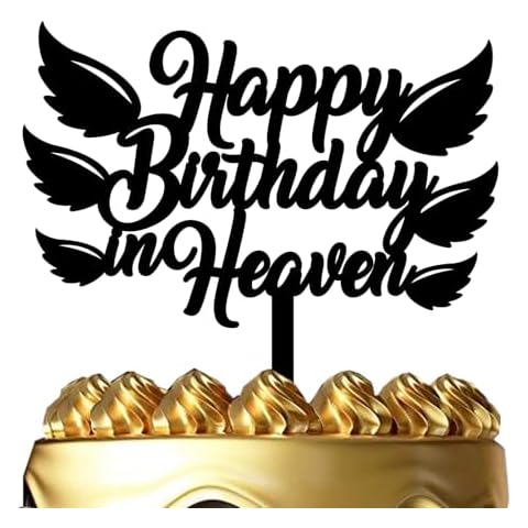 Happy Heavenly Birthday Cake Topper Funeral Cake Decorations Happy Birthday in Heaven Cake Topper for Birthday Anniversary Funeral Party Supplies Cover