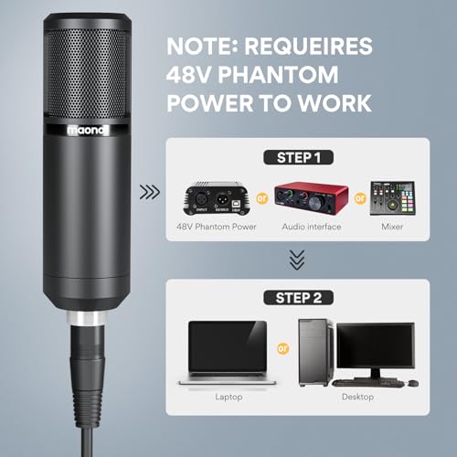 Image of MAONO PM320S Condenser PC Microphone with XLR Cable, Boom Arm, Pop Filter | Computer Mic Compatible with Audio Interface & Mixer for Podcast Record Stream Studio Music Singing Vocal Content Creators