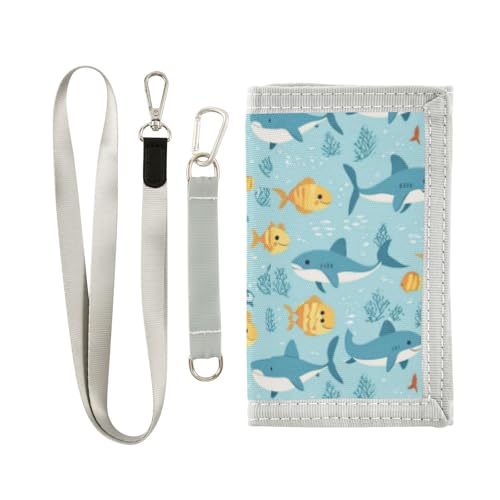 Wusikd Sea Marine Life Kids Wallet for Boys Girls Cartoon Toddler Trifold Wallet Novelty Wallet for Teens Women Men