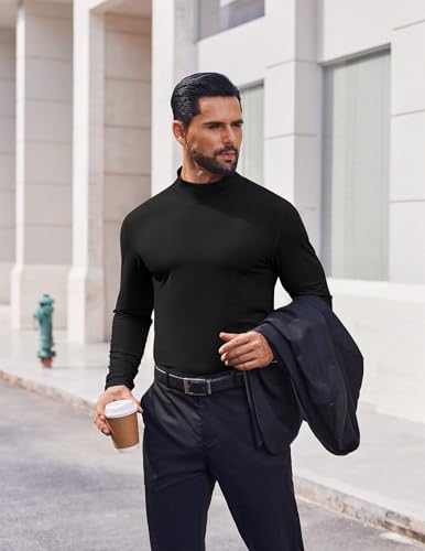 COOFANDY Mens Mock Turtleneck Long Sleeve Shirts Casual Basic T-Shirt Lightweight Mockneck Pullover Sweater for Men4