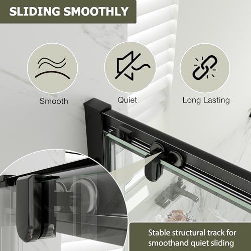 Comfystyle Corner Shower Enclosure 36 in.D x 36 in. W x 71 in. H, Double Sliding Shower Door with 1/4 in. Clear Tempered Glass, Matte Black Sliding Shower Enclosure (Shower Base Not Included)