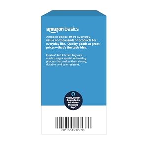 Amazon Basics Flextra Tall Kitchen Drawstring Trash Bags, 13 Gallon, 50 Count, Tear-Resistant, Unscented — photo 6 of 6