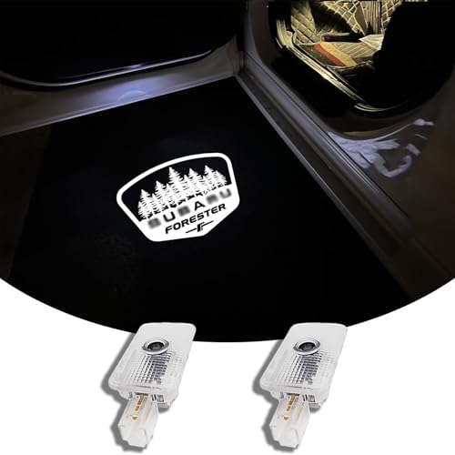 Car LED Logo Projector Door Courtesy Shadow Light for Forester 2013-2026, 2-Pack, Quartz Glass Lens, High-Definition Fade-Resistant Welcome Lamp (White, A)