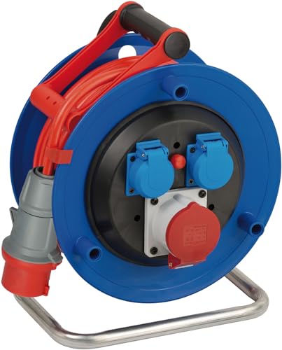Brennenstuhl Garant CEE 1 IP44 Kabeltrommel (25m Kabel in signalrot, aus Spezialkunststoff, Einsatz im Außenbereich, Made in Germany) 1182770 Rot