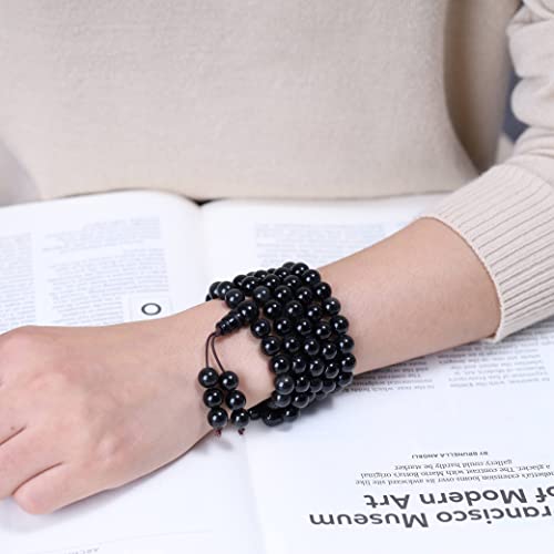 108 Beads Obsidian Stone Mala Bracelet Necklace3