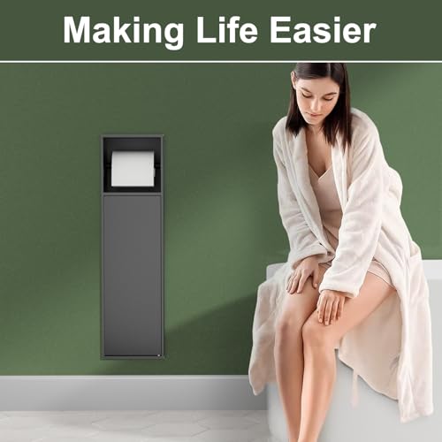 BARONAGE 24 Inch Recessed Toilet Paper Holder with 3 Storage, Matte Black by BARONAGE - Used condition - Image 6