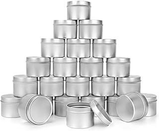 BELLE VOUS 24 Pack Metal Candle Making Tins with Lids - 120ml / 4 oz Reusable Round Containers - Mini Storage Jars for DIY Candle Making, Arts and Crafts, Travel/Camping, Parties, and More