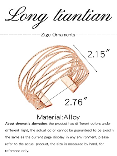Long Tiantian Bangle Bracelet For Women Rose Gold Cuff Bracelet For Teen Girls Multi-Layer Cross Wire Bracelet Rose Gold Open Bangle Bracelet For Best Friend(E) #TOP5