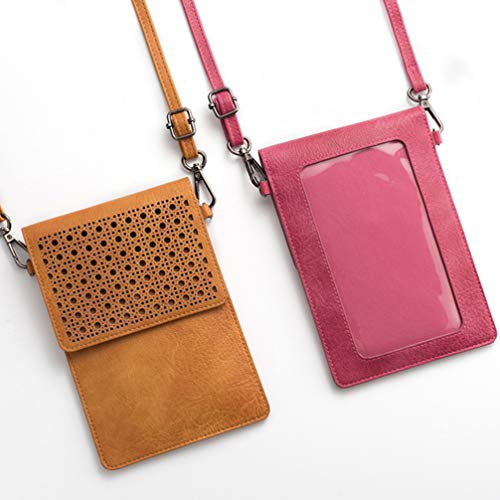 VILLCASE Bolsa de Telefone Celular Bolsa Pequena Carteira de Couro Bolsa Touch Screen Mini Bolsa Cro