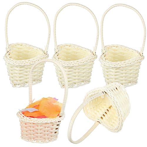 Healifty 10 Pièces Panier Tissé Woven Wedding Basket avec Poignée Panier à Fleurs et Fruits Réutilisable pour Décoration de Mariage et Rangement Multifonctionnel