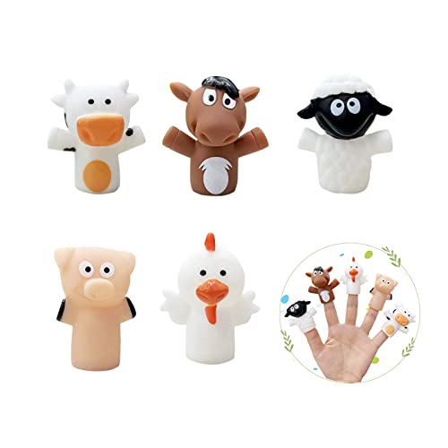 5 Pcs Farm Animal Finger Puppets Party Favors For Toddlers Kids Soft Rubber Finger Doll Toys Hand Tiny Toys For Role Playing Educational Puppets Easter Eggs Bag Fillers Stuffers #TOP17