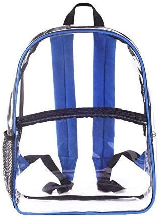 Clear See Through Transparent Backpack for BookBag, WorkBag, Daypack Easy Stadium Security Check Bag, Black Reinforced Adjustable shoulder straps for extra durability