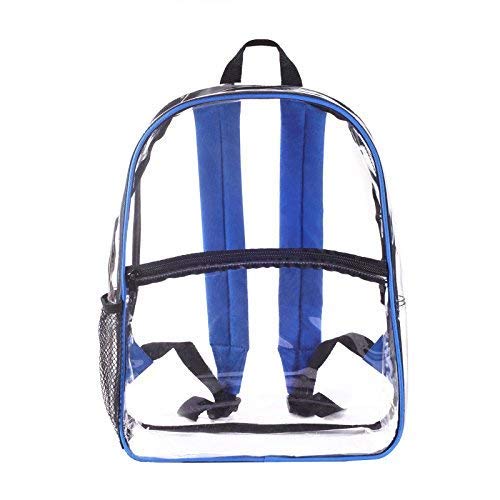 Clear See Through Transparent Backpack for BookBag, WorkBag, Daypack Easy Stadium Security Check Bag, Black Reinforced Adjustable shoulder straps for extra durability