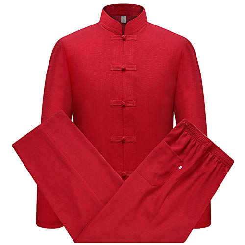 Coton Lin Tai Chi Set pour Hommes - 2 pièces Chinois Traditionnel Costume Tang Arts Martiaux Vêtements Chemises + Pantalon Cover