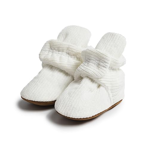 Image of Meckior Newborn Infant Baby Girls Boys Warm Fleece Winter Booties First Walkers Slippers Shoes