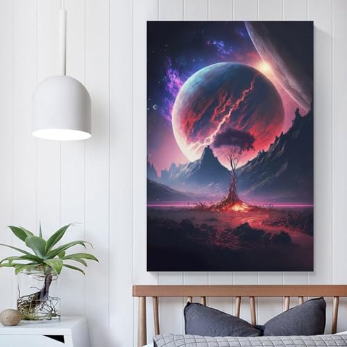 Décoration murale pour salon arbre du cosmos en toile premium