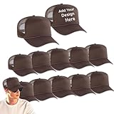 Custom Sublimation Hats 12 Pack - Bundle with 12 Trucker Hats with Foam Mesh 21.5-25.2' | Blank Baseball Hat for Men, Women (US, Alpha, One Size, Brown)