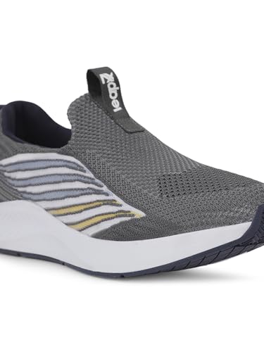 Image of Liberty Leap7x Robin-E Men Sports Walking Shoes - Light Grey and Olive Green | Comfortable and Durable Non-Lacing Closure - Suitable for Running, Gym, Jogging and Outdoor Shoes for Man