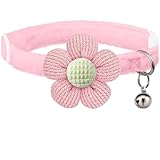 Breakaway Cat Collars with Bells, MUZIEBA Kitten Collar for Girl Boy Adjustable Safety Kitty Collars for Cats Puppy and Small Pets (Pink)