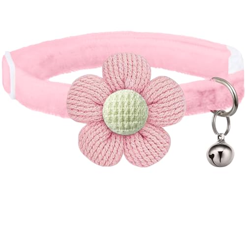 Breakaway Cat Collars with Bells, MUZIEBA Kitten Collar for Girl Boy Adjustable Safety Kitty Collars for Cats Puppy and Small Pets (Pink)