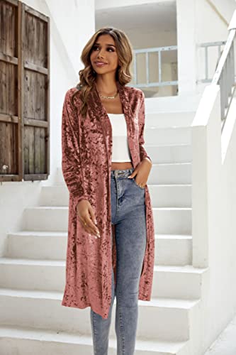 Image of R.Vivimos Women's Long Sleeves Casual Velvet Jacket Open Front Cardigan Coat Outerwear