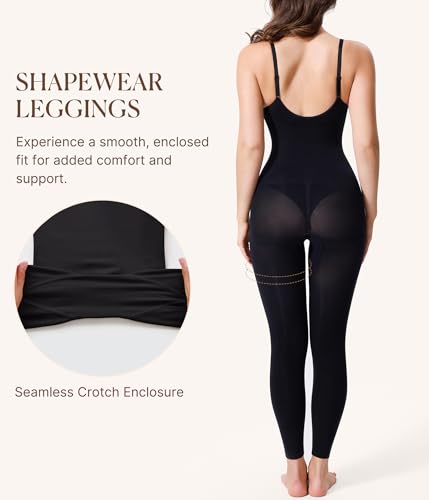 BRABIC Tummy Control Shapewear for Women Compression Leggings Full Body Seamless Faja Body Shaper Bodysuit (Black, Small)